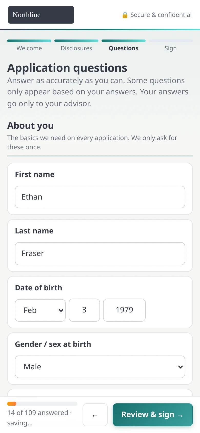 Client application on a phone